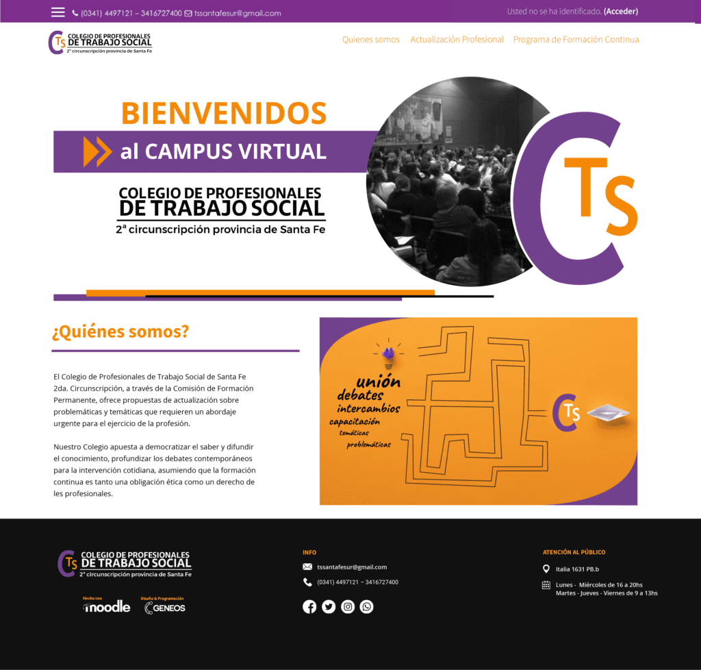 Apertura al campus virtual de CTS diseñado en Moodle