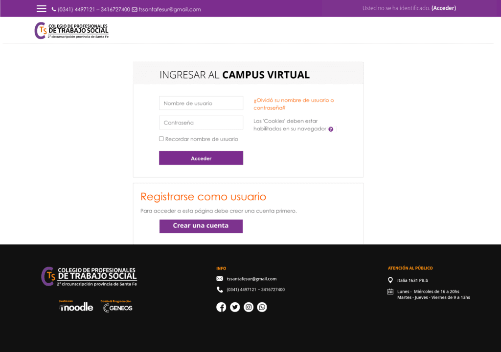 Acceso al campus virtual en moodle para CTS